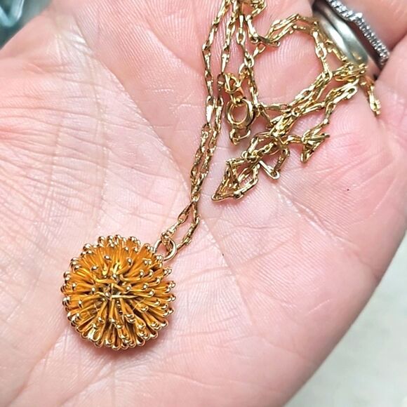 Handmade Vermeil Golden Pinecone Prickly Pendant Necklace - Picture 8 of 8